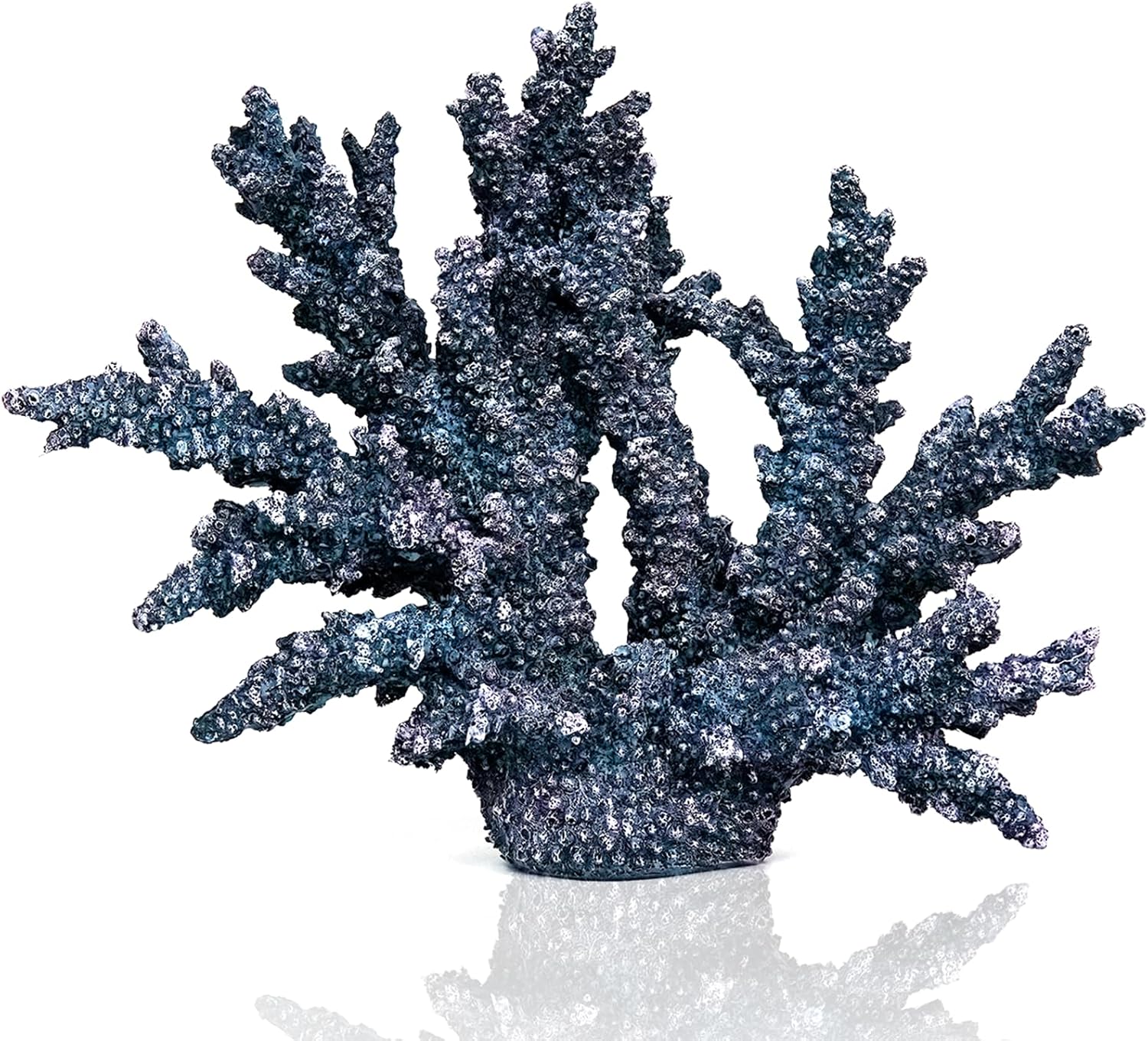 Coral Reef Beach Decor,11'' High x 13.5'' Width Artificial Resin Coral Reef Statue for Ocean Coastal Beach Nautical Themed Room Bathroom Decor for Home,1007B,Blue
