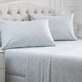Mellanni California King Sheets Set - 4 PC Iconic Collection Bedding - Hotel Luxury, Extra Soft, Cooling Bed Sheets - Wrinkle, Fade, Stain Resistant (Cal King, Laced Sky Blue)