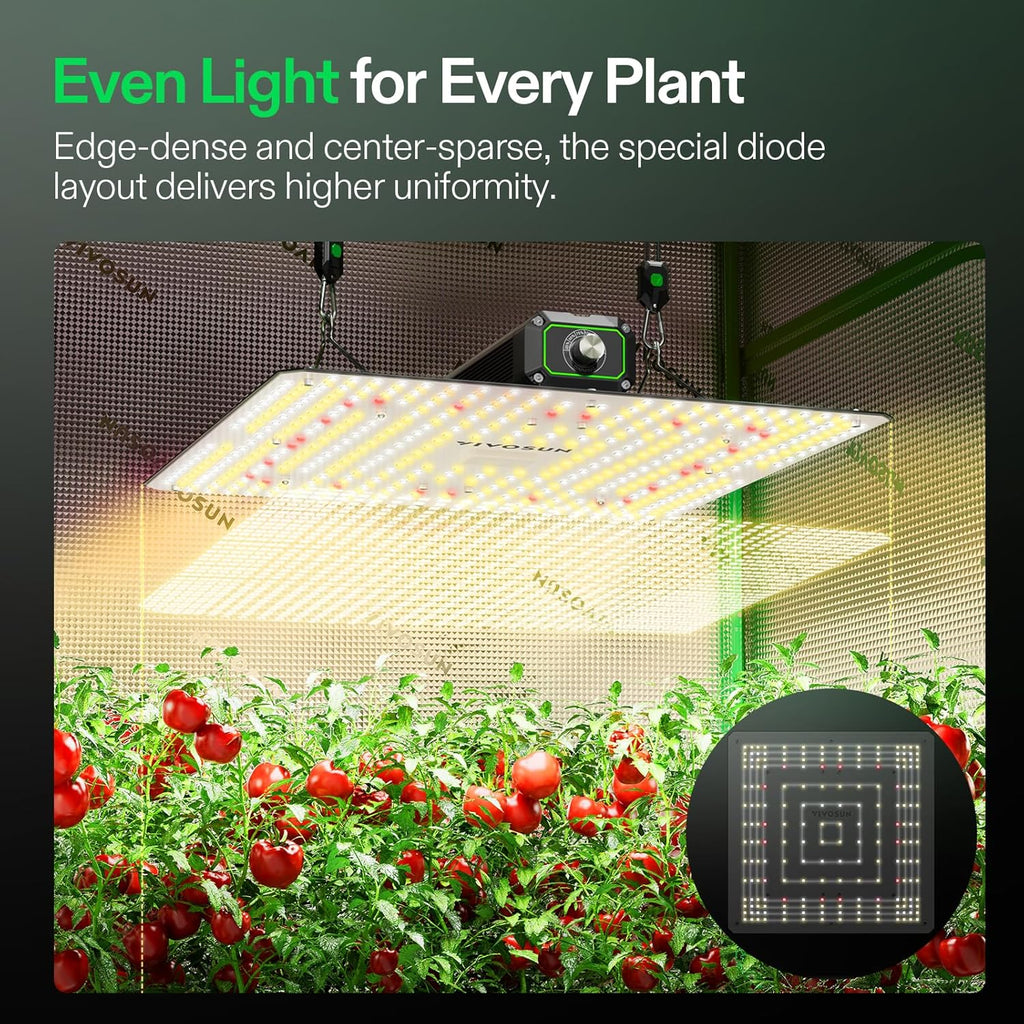 VIVOSUN VS1500 LED Grow Light with Full Spectrum Diodes & Daisy Chain Driver Dimmable Lights Sunlike for Indoor Plants Seedling Veg and Bloom Plant Grow Lamps for 3x3 Grow Tent
