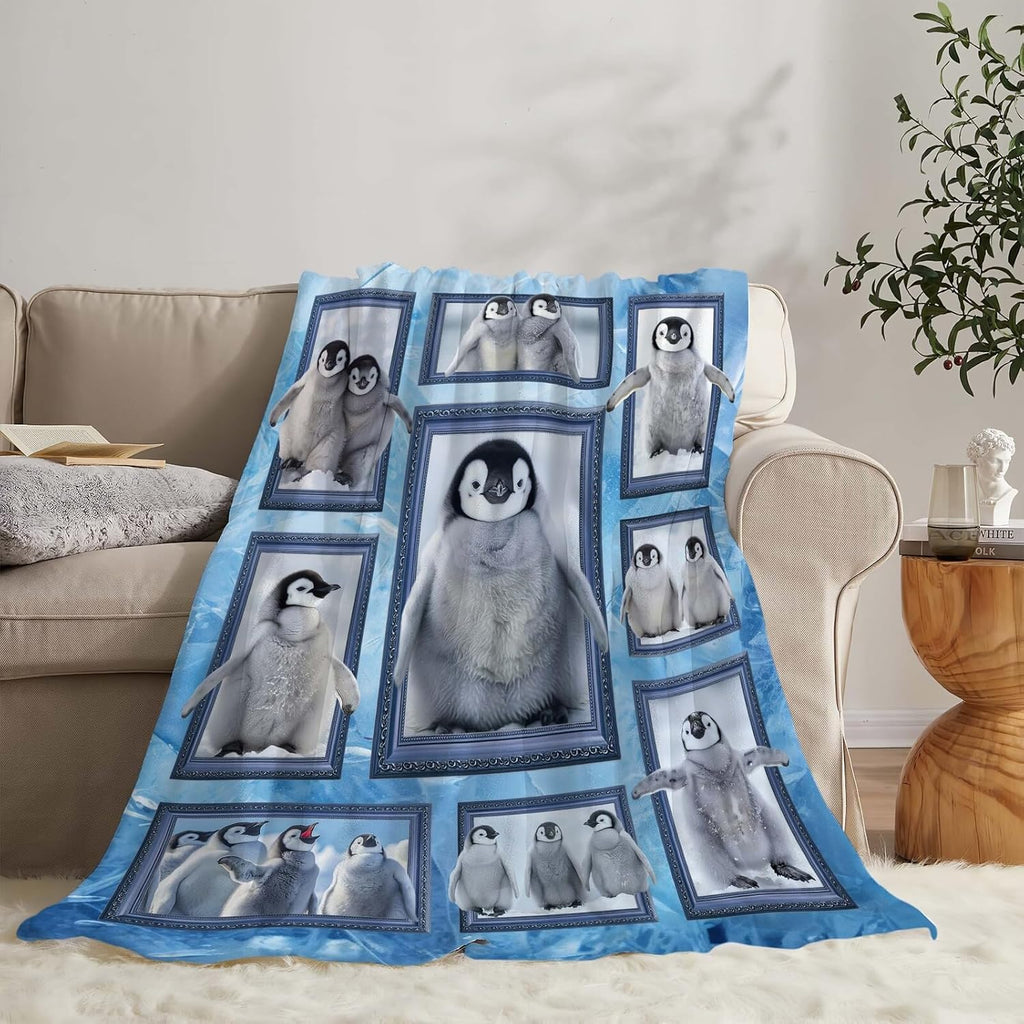 Penguin Blanket Penguin Throw Blanket Gifts for Girls Women Kids Boys Adults Men Super Soft Cozy Plush Fluffy Fuzzy Fleece Blanket Home Decor 60''X80''