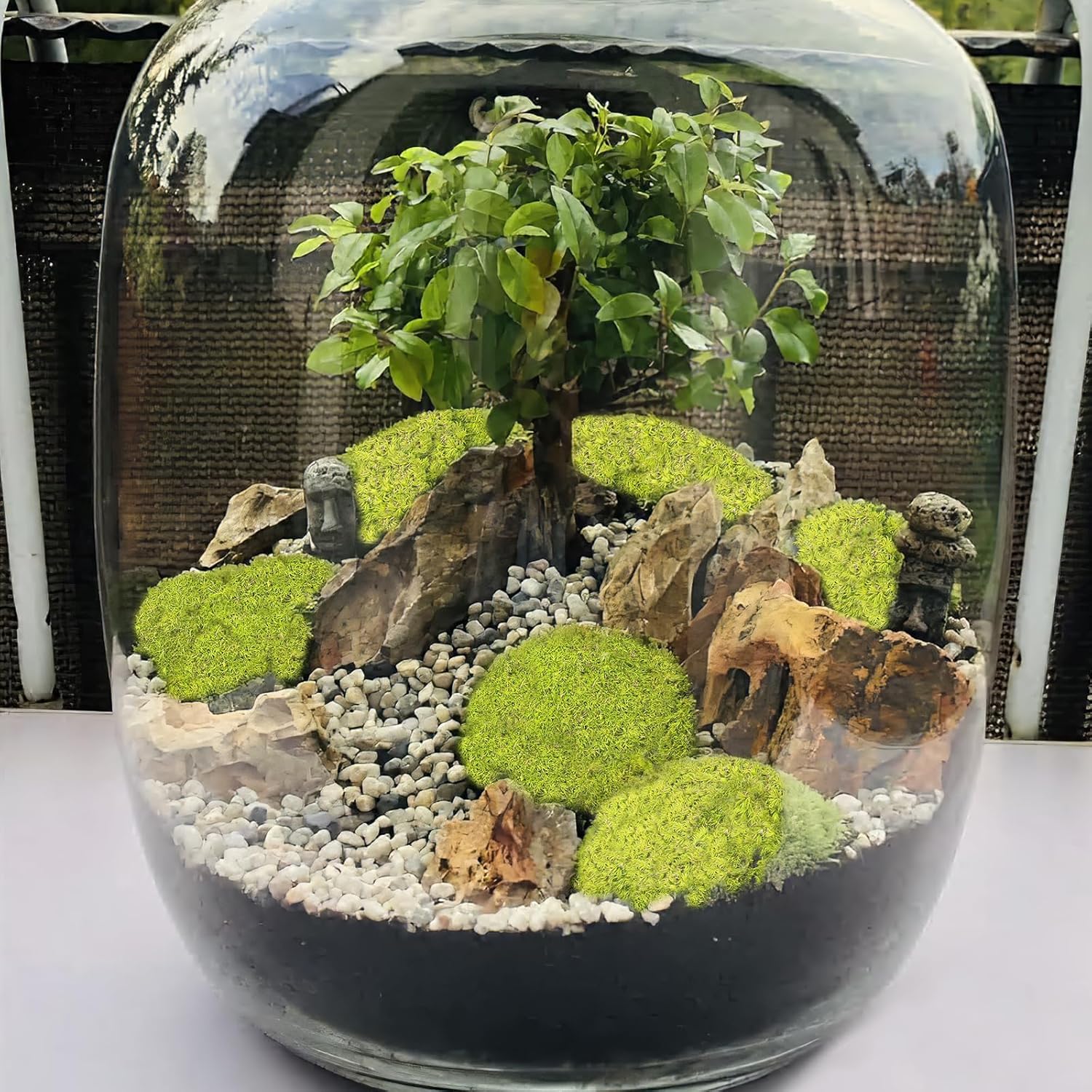 FAICOIA Preserved Pillow Moss Bulk Green Moss Balls for Bowls 2.5 sq.ft Natural Preserved Pole Moss Pillow for Wall Art Terrariums Crafts Fairy Gardens Pot Plants Easter Table Decor Yellow Green