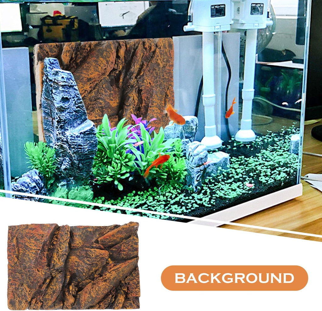 GANAZONO Reptile Tank Background Board for Fish Turtle Aquariums Lightweight Decorative Backdrop with Vibrant Colors and Detailed Stone Design Suitable for Terrariums and Aquarium