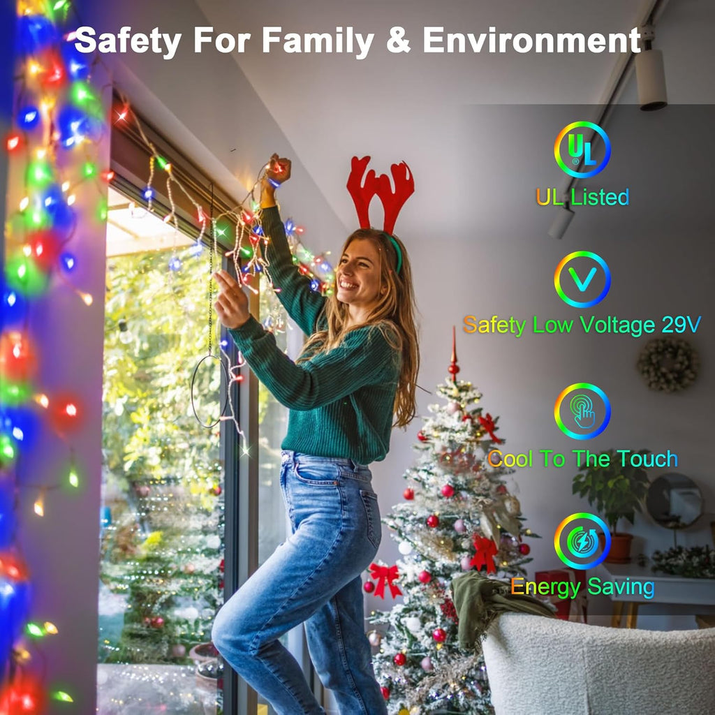 164FT 1620 LED Outdoor Christmas Lights - 360 Ice Drops, 12 Pro Modes with Timer Memory & Brightness, Waterproof Hanging Ice String Light for Holiday Wedding Garden Fence House Decor (Multicolor)