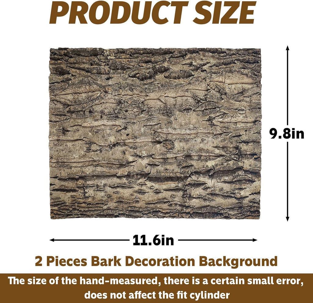 2PCS Cork Terrarium Background 9.84x11.8in Natural Cork Large Bark Backdrop Reptile Climbing Mat Habitat Decor for Spider Lizard Chamelon Turtle Beared Dragon