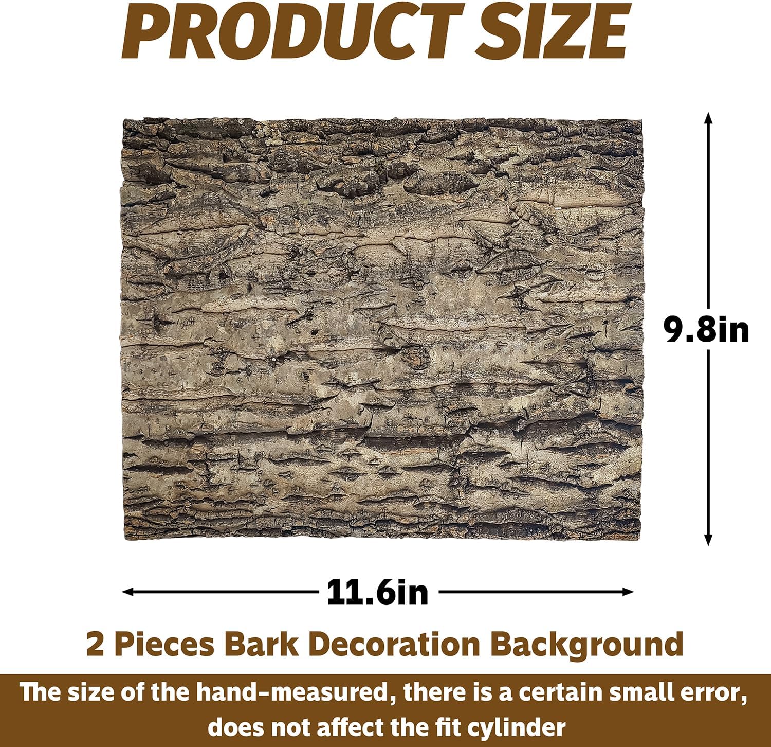 2PCS Cork Terrarium Background 9.84x11.8in Natural Cork Large Bark Backdrop Reptile Climbing Mat Habitat Decor for Spider Lizard Chamelon Turtle Beared Dragon