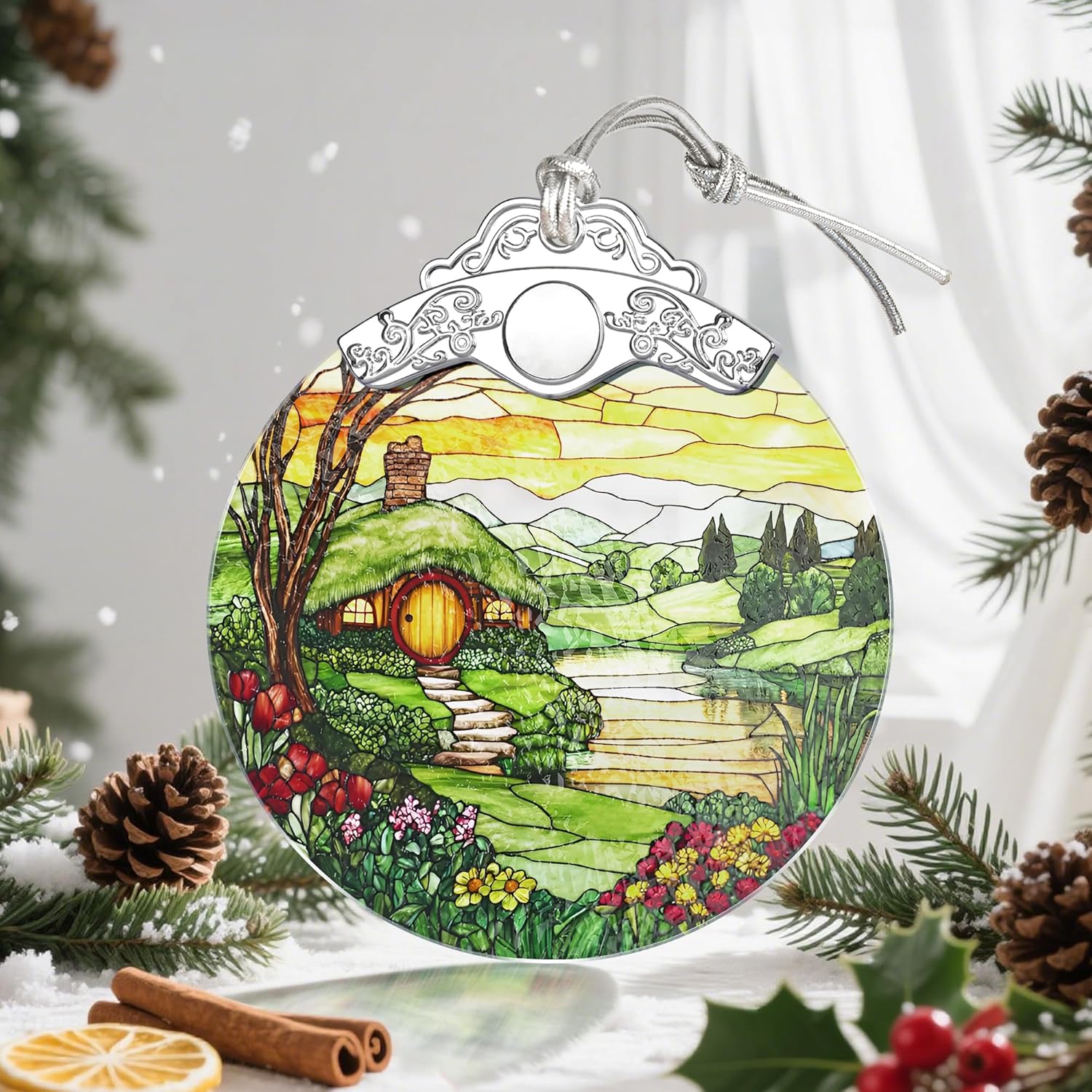 Christmas Ornaments, Christmas Decorations for Tree, Keepsake Ornaments, Holiday Ornament, Holiday & Xmas Gifts, Gifts for Pastoral Lovers & Nature Lovers - Hobbit Home-Theme