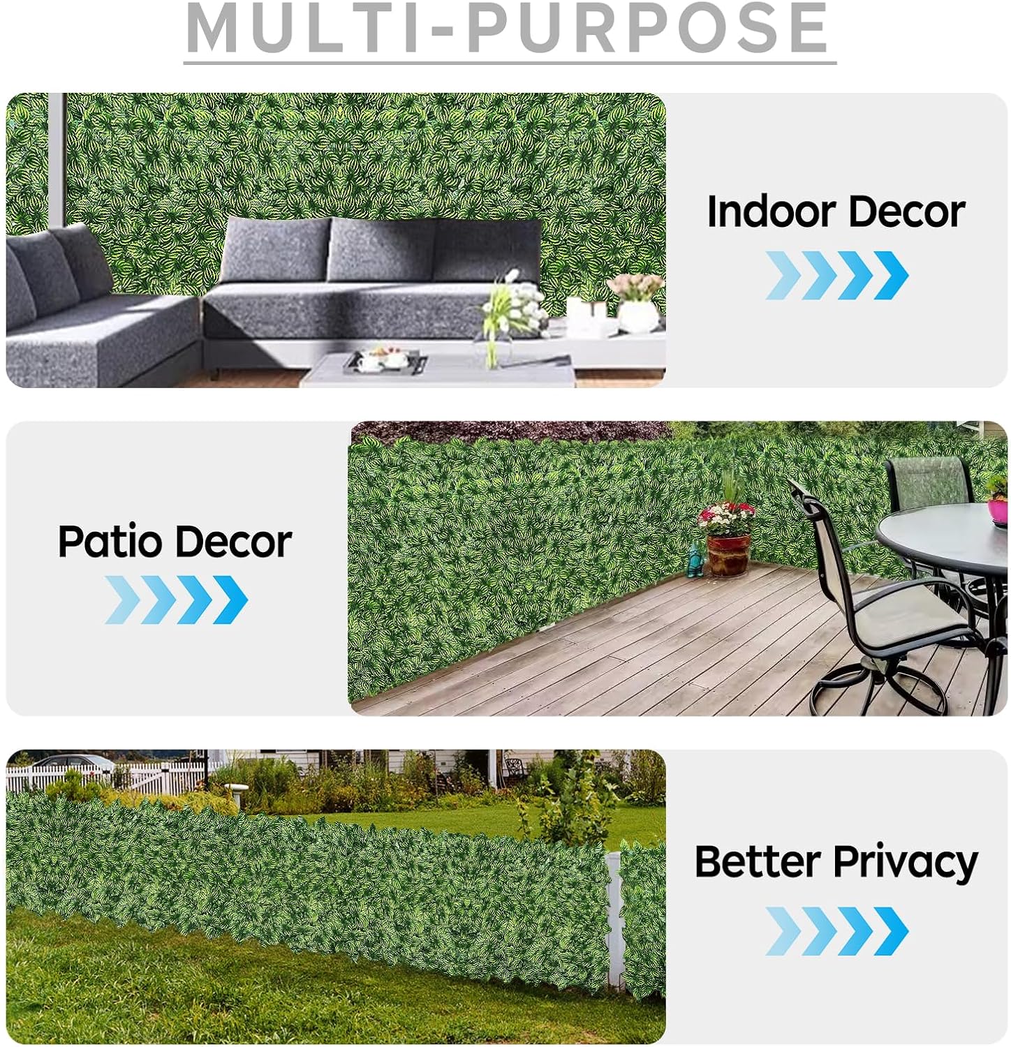 Artificial Ivy Privacy Fence Screen,39.4" X 118" UV-Anti Fake Leaves Plant Vine,Privacy Hedges Wall for Indoor Outdoor Garden Backyard Decor,Color Watermelon Leaves