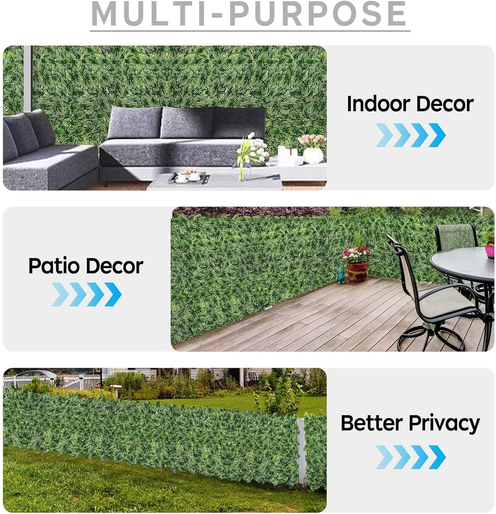 Artificial Ivy Privacy Fence Screen,40"x40" UV-Anti Fake Leaves Plant Vine,Privacy Hedges Wall for Indoor Outdoor Garden Backyard Decor,Color Watermelon Leaves