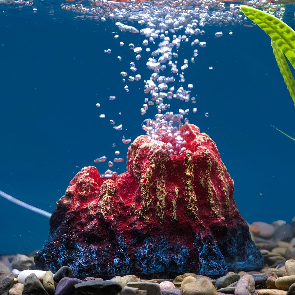 Uniclife Fish Tank Decorations, Realistic Resin Aquarium Volcano Decorations with Air Stone Bubbler, Volcano Bubbler Kit for Fish Tank Decor, Aquarium Decor with Bubbling Effect