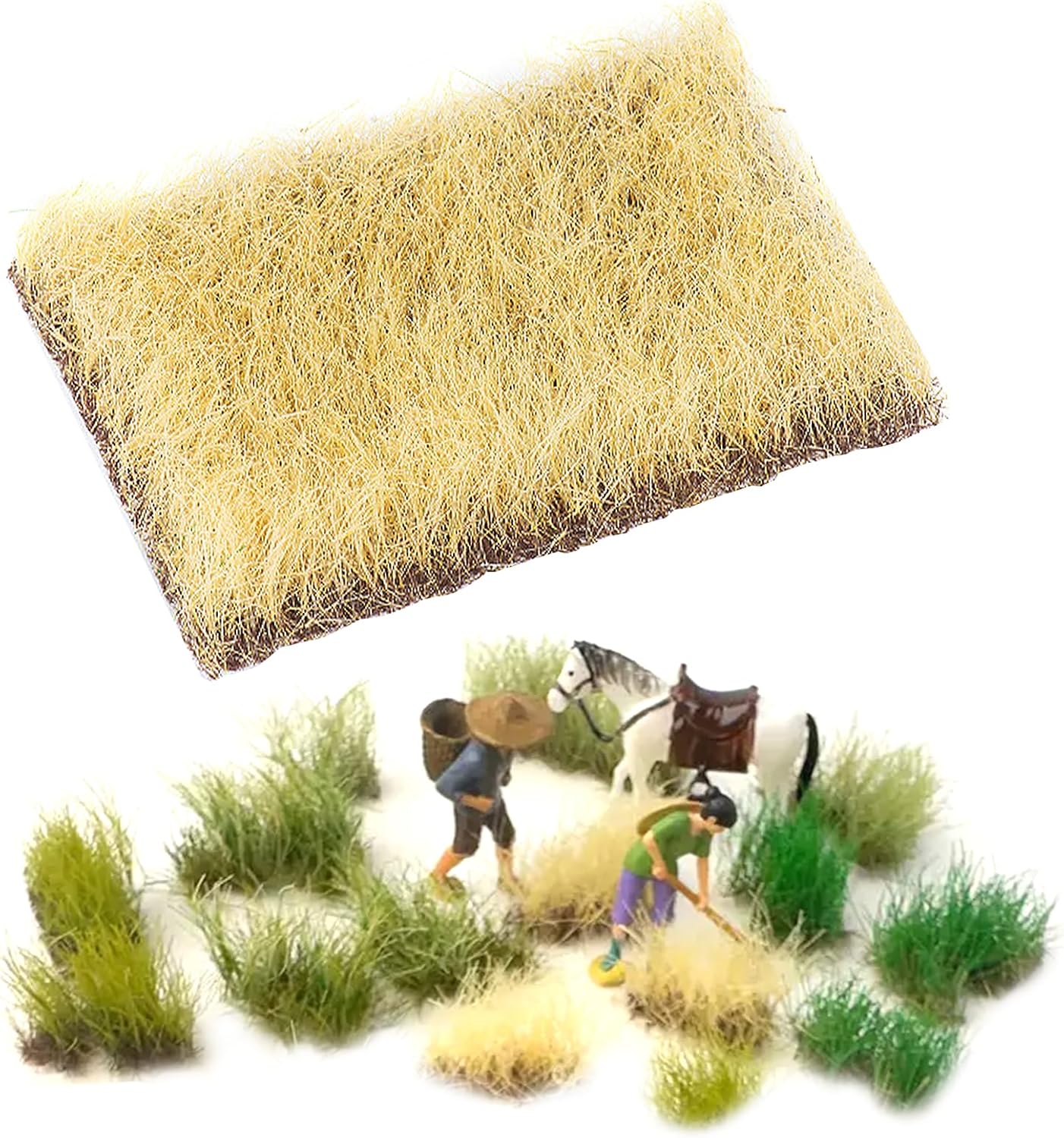 Warmtree Hand Torn Model Grass Tufts for Miniature Scenery Applicable for N & HO Scale for Train Layouts, Diorama Supplies, and Architectural Models(Autumn Yellow)