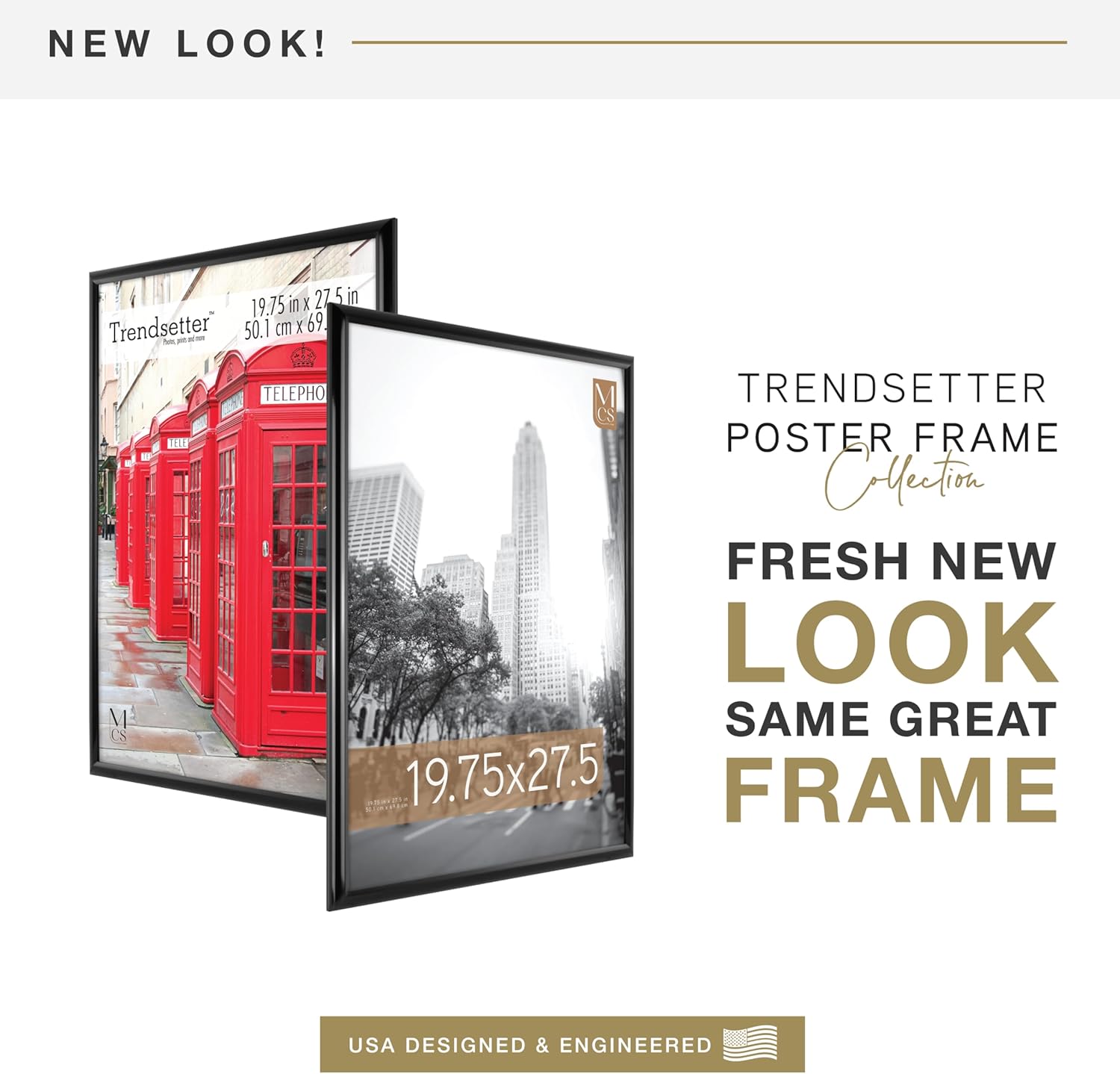 MCS Trendsetter 19.75x27.5 Poster Frame Black High-Gloss, Vertical & Horizontal Wall Hanging Large Picture Frame for Photos, Posters & Art Prints (1-Pack)