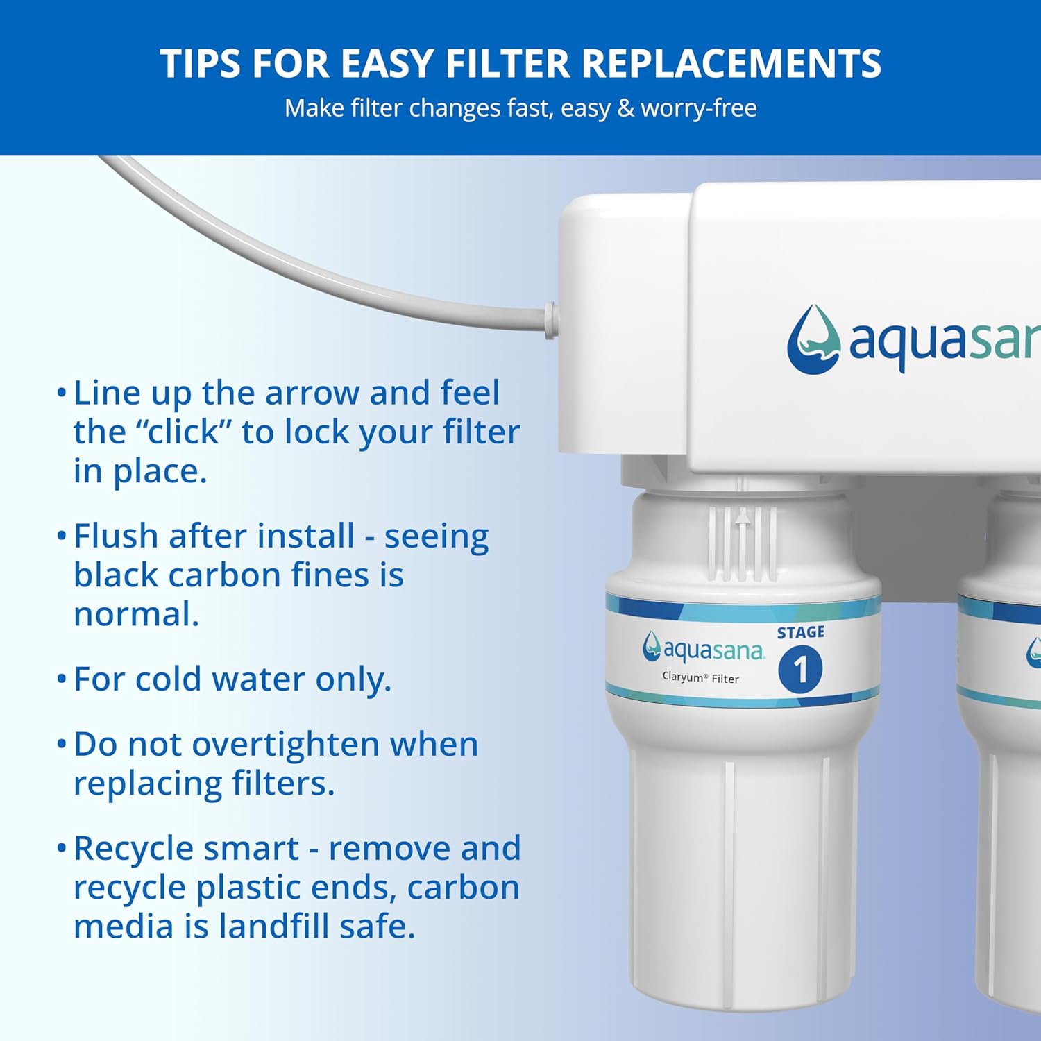 Aquasana Replacement Filter Cartridges | Fit Claryum 2-Stage Under Sink Water Filter | WQA Certified to Reduce Up to 99.99% of PFAS, Microplastics, Lead & Chlorine | AQ-5200R | AQ-C2-R