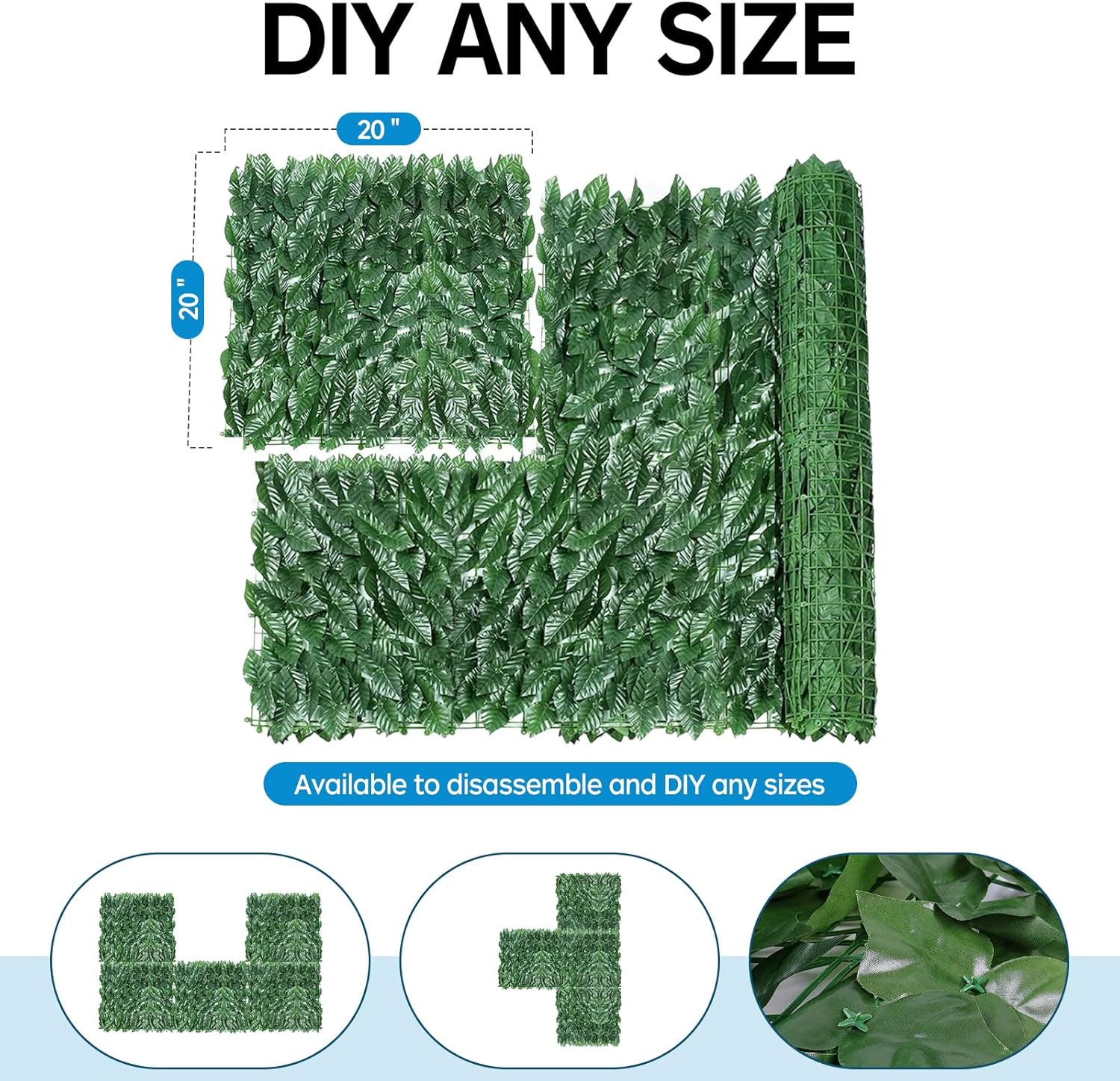 Artificial Ivy Privacy Fence Screen,39.4" X 99" UV-Anti Fake Leaves Plant Vine,Privacy Hedges Wall for Indoor Outdoor Garden Backyard Decor,Color Green Pineapple Leaves