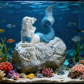 Teaeeno Faux Log Fish Cave, Predator Control and Decorative Shelter for Koi and Fish, Ponds, Aquariums, and Terrariums, Mermaid Statue Decor, Mermaid Decoration Sculptures