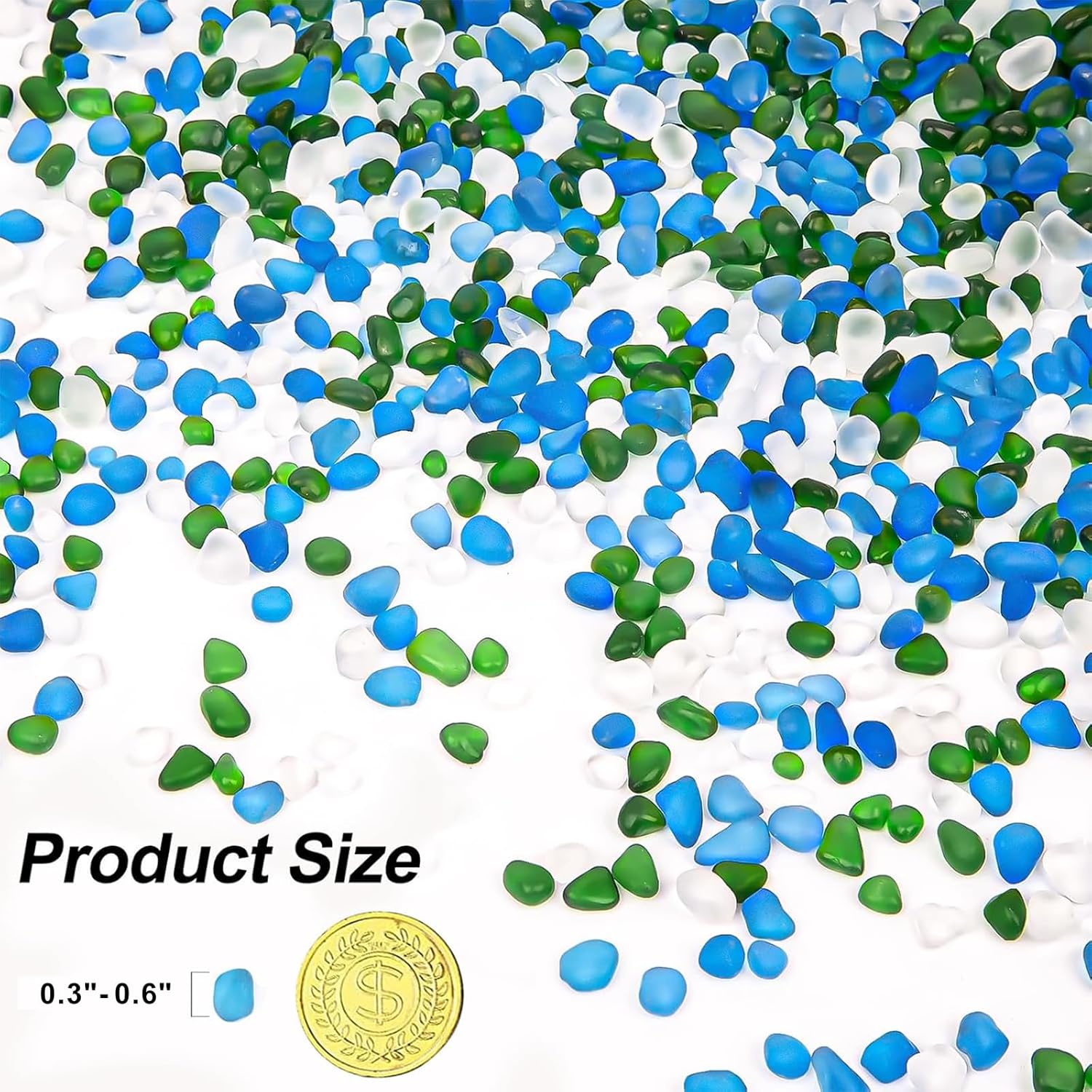 QEQEKAKA Sea Glass Stones for Crafts About 2.75LB (1180g/41.62oz Glass Pebbles Gemstones Bulk for Beaching Wedding DIY Decoration Aquarium Turtle Tank Vase Filler