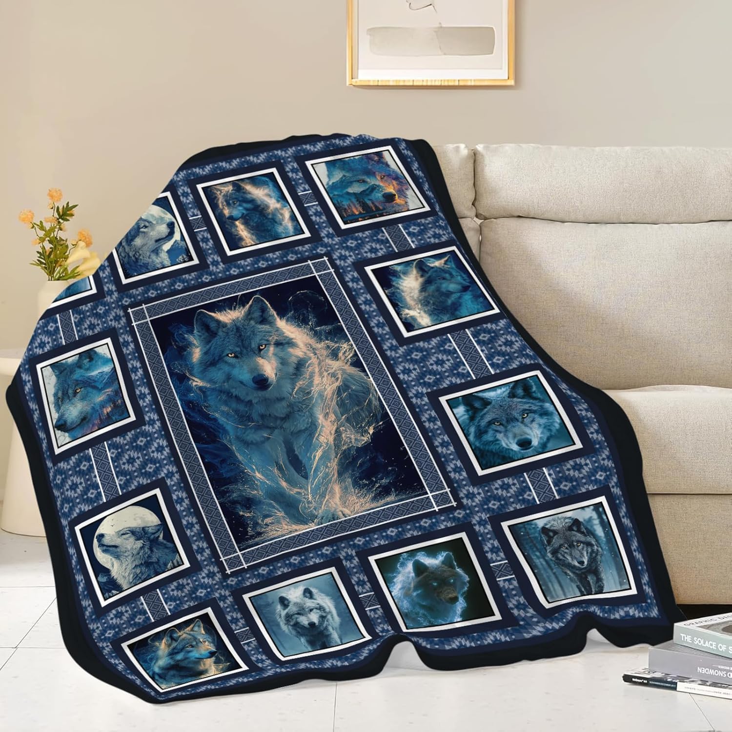 Wolf Throw Blanket Wolf Stuff Gifts for Kids Girls Boys Adults Women Men Soft Cozy Warm Plush Fluffy Fuzzy Fleece Blanket Decor 50''X60''