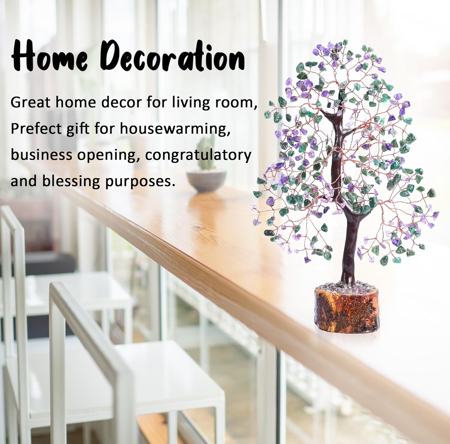Amethyst & Green Aventurine Crystal Tree Gemstone Tree of Life Chakra Bonsai Tree for Room & Office Decor Spiritual Gift Meditation Birthday Gift for Women Mom her Sister Housewarming Gifts Home