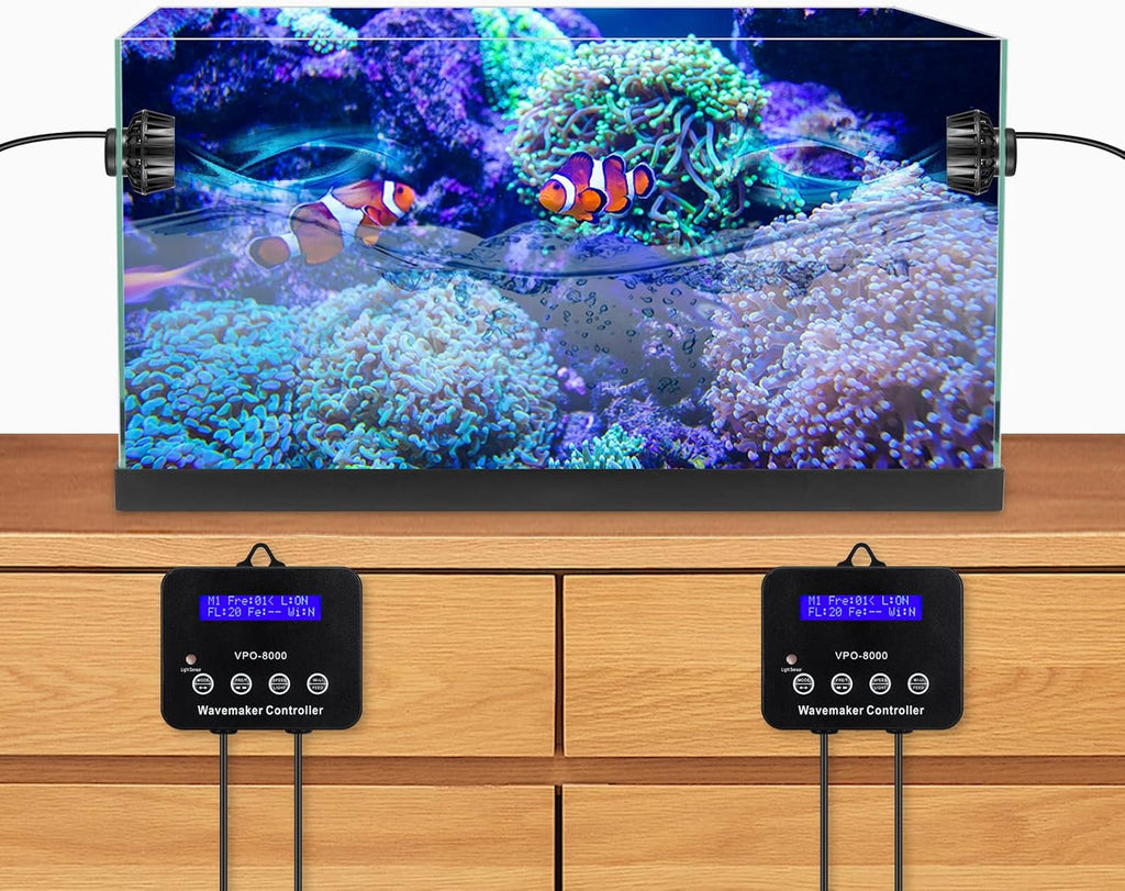 2100GPH Aquarium Wave Maker with Controller Mini DC 24V 12W Powerhead with Magnetic Mounting, Wavemaker with LED Display for 30 to 60 Gallon Tank
