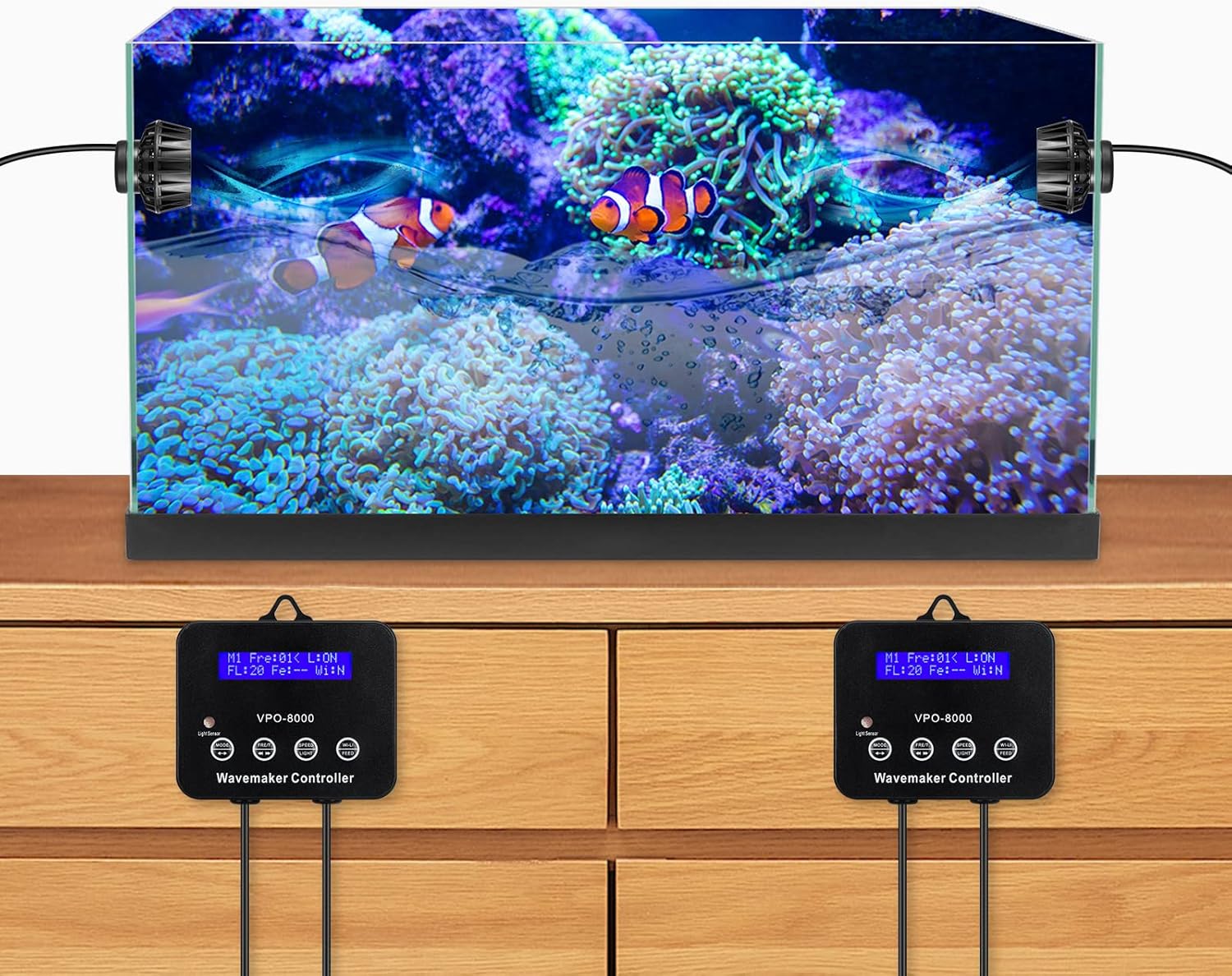 2100GPH Aquarium Wave Maker with Controller Mini DC 24V 12W Powerhead with Magnetic Mounting, Wavemaker with LED Display for 30 to 60 Gallon Tank