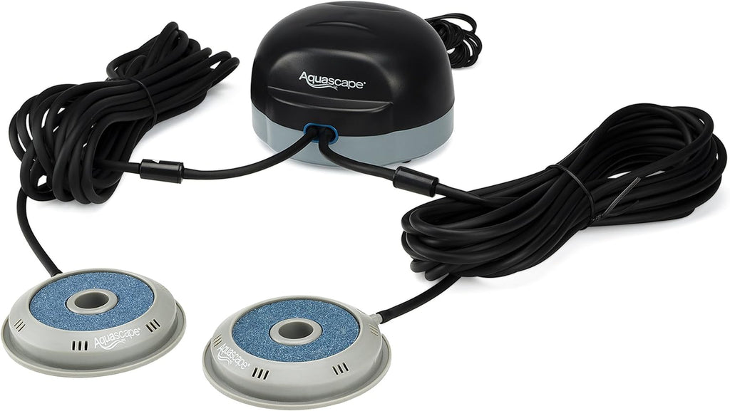 Aquascape 75000 Pond Air 2 (Double Outlet Aeration Kit) & Pond Air Replacement Aeration Disc 4-inch 75005, Gray