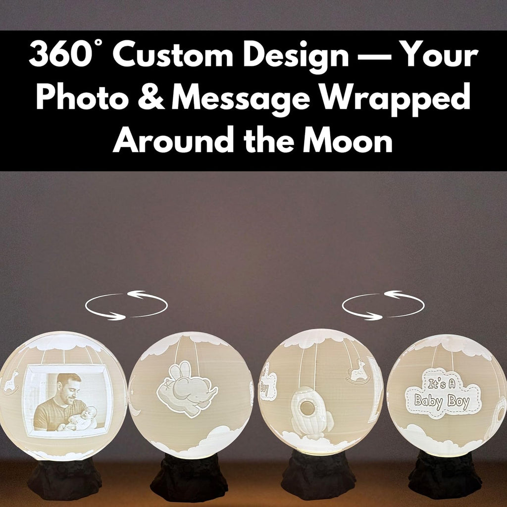 It’s a Boy Moon Lamp – Personalized Baby Boy Night Light with Custom Text & Photo | Newborn Gift, Nursery Decor, Baby Shower, Gift for for New Moms & Dads, Custom Birth Announcement Moon Light