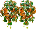 Woyrise 2 Pack Reptile Plants, Terrarium Hanging Plant Vines, Artificial Leaves with Suction Cup, Bearded Dragon Tank Accessories for Gecko Lizard Snake Frog Tortoise Decorations - Codiaeum Variegatum