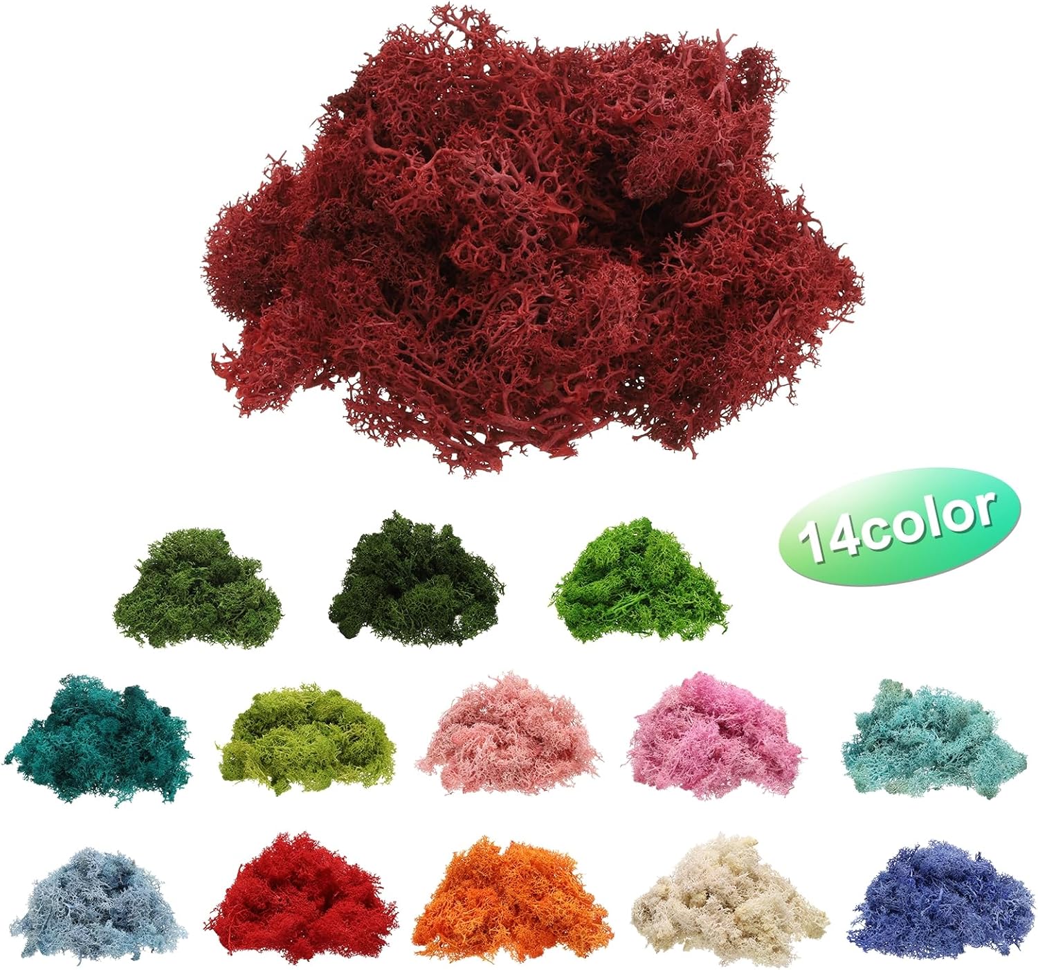 uxcell Preserved Reindeer Moss, 4 OZ Fake Moss for Crafts Artificial Dried Moss for Decoration, Craft, Terrariums, Potted Plants, Centerpieces Fairy Gardens (Dark Red)