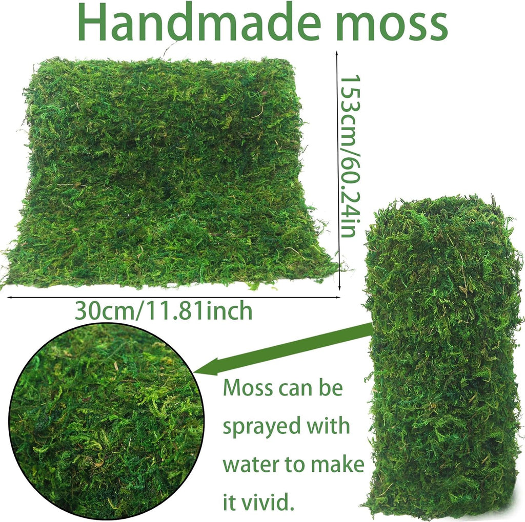 FAICOIA Moss Table Runner Dried Moss for Crafts Green Moss Roll for Fairy Gardens Wedding Woodland Decor 12" x 60" Preserved Moss Mat for Table Decoration Moss Carpet for Moss Grass Wall 30x153cm