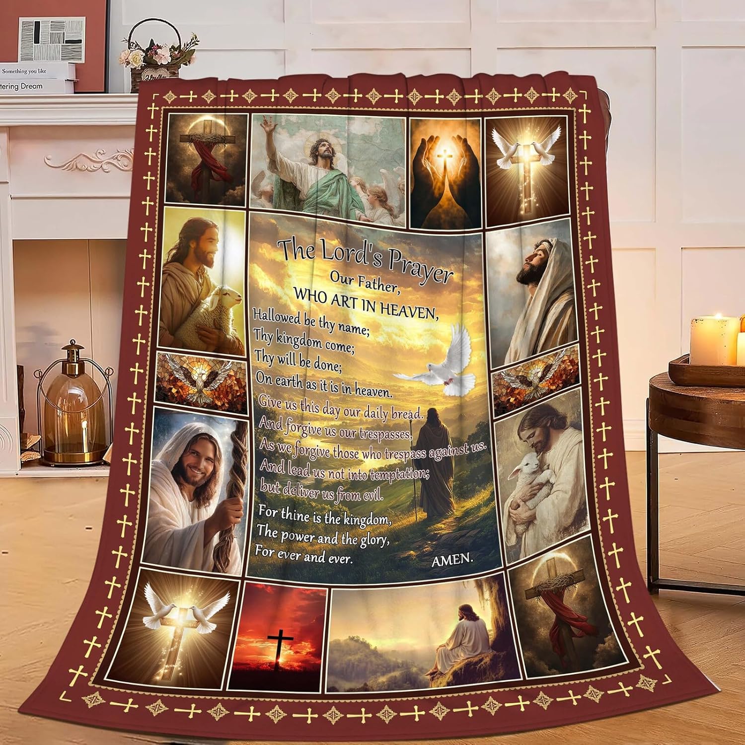 Christian Jesus Blanket Inspirational Bible Verse Religious Faith Healing Prayer Throw Scripture Spiritual Catholic Gifts for Men Women Boys Girls Kids Adults Plush Fuzzy Fleece Decor 50''X60''