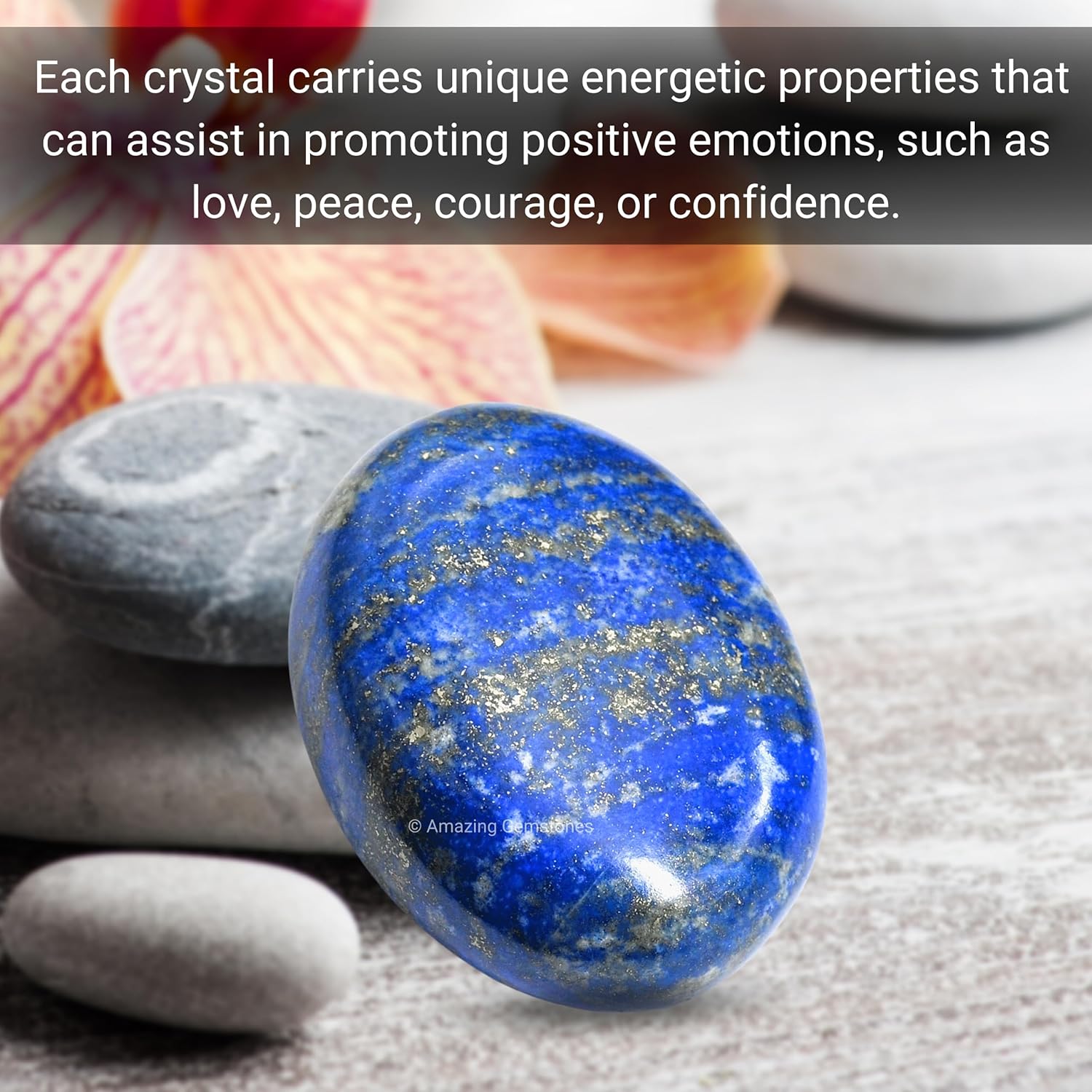 Amazing Gemstone Lapis Lazuli Crystals and Healing Stones - Large Palm Stone Crystals Piedra - Crystal for Good Luck, Balanced Positive Energy, Meditation - Unique Stocking Stuffers, Gifts for Women