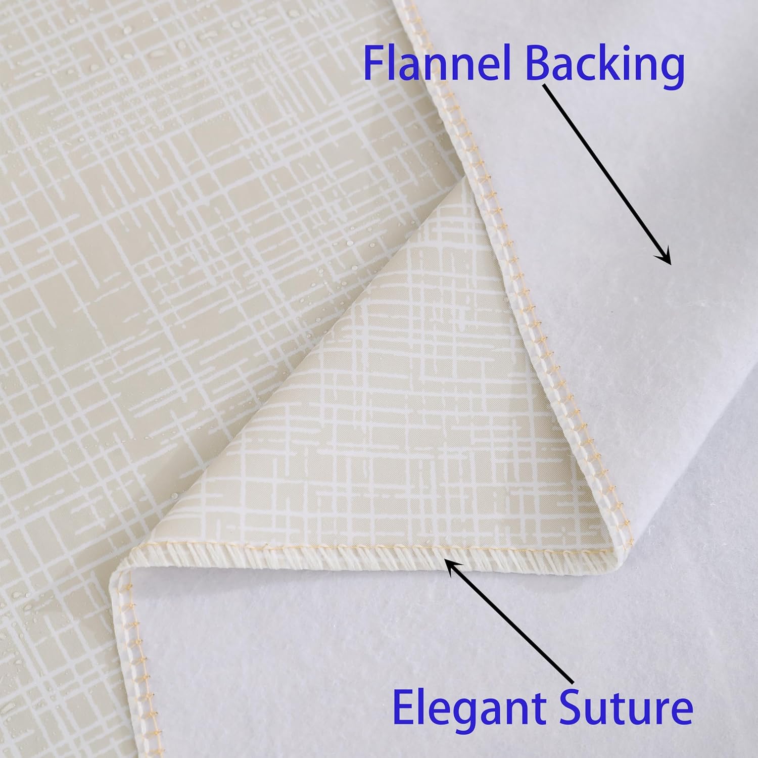 Heavy Duty Vinyl Tablecloth with Flannel Backing Waterproof Oil-Proof Plastic Table Cloth Stain-Resistant Wipeable Rectangle or Square Table Cover for Indoor and Outdoor (Beige Striped,60x84 Inch)