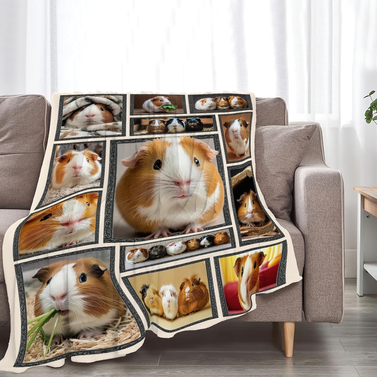 Guinea Pig Blanket Cute Animal Throw Blankets Gifts for Girls Boys Kids Guinea Pig Lover Soft Cozy Fleece Plush for Couch Sofa Bed 50"x40"