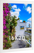 16x20 Wood Frame White, Natural Woodgrain 20x16in Picture Frame, Rustic Wooden 16 x 20 inch Gallery Wall Photo Poster Frame with HD Plexiglass, Horizontal Vertical Wall Mounting Display 1pcs