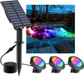 Solar Pond Lights, 18 LED Super Bright RGB LED Underwater Spotlights Color Changing Submersible Pond Light IP68 Waterproof Fountain Lights for Fish Aquarium Tank Garden Yard Pool (3-in-1)