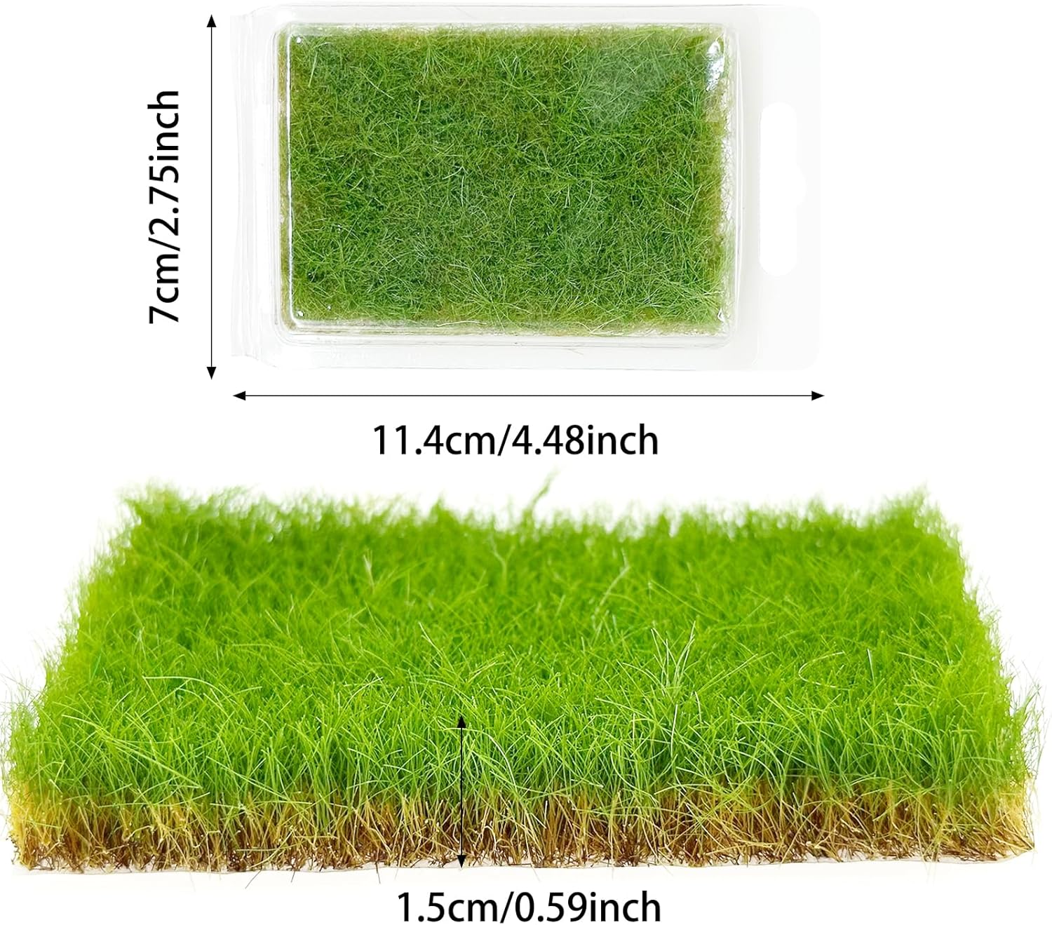 Woohome 2 PCS Model Grass Tufts Resin Static Scenery Model, Artificial Grass for Building Model, DIY Miniature Train Landscape Terrain Railway Scenery Decorations, Green