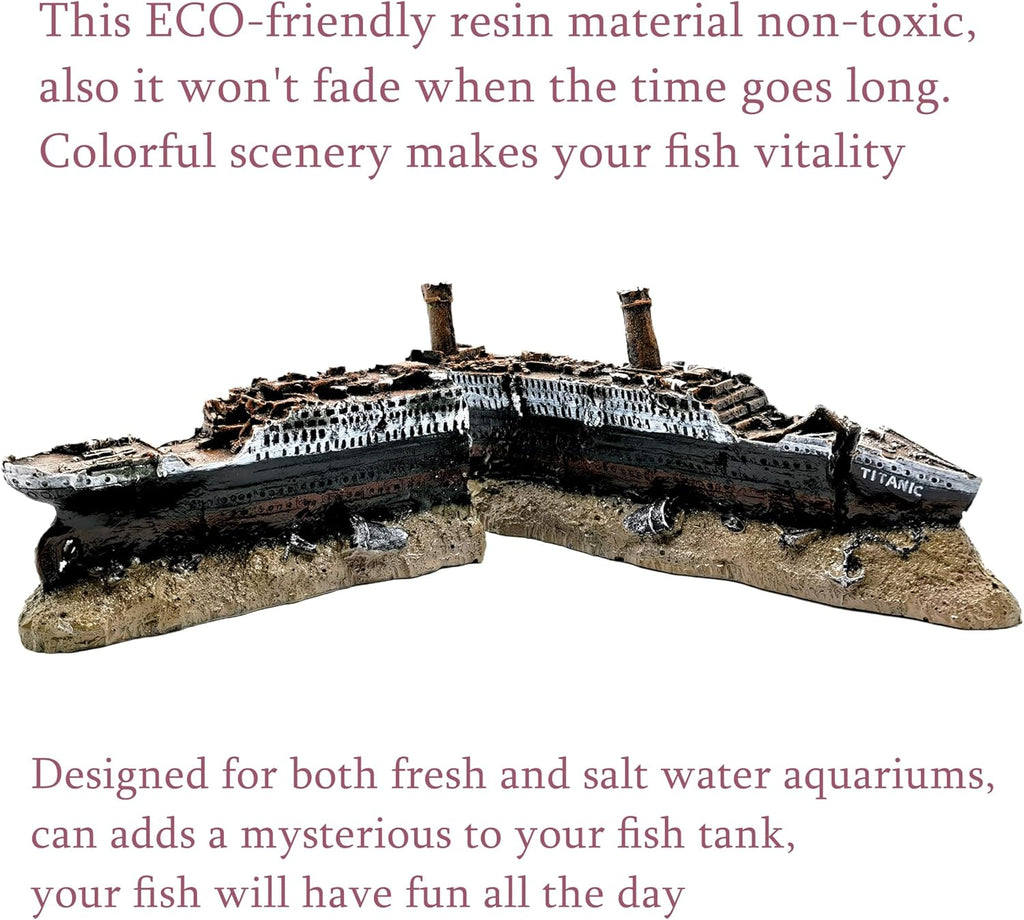 M2cbridge Antique Roman Column Ruins European Castle Aquarium Decorations Fish Tank Hideout Rocks(Titanic Shipwreck)