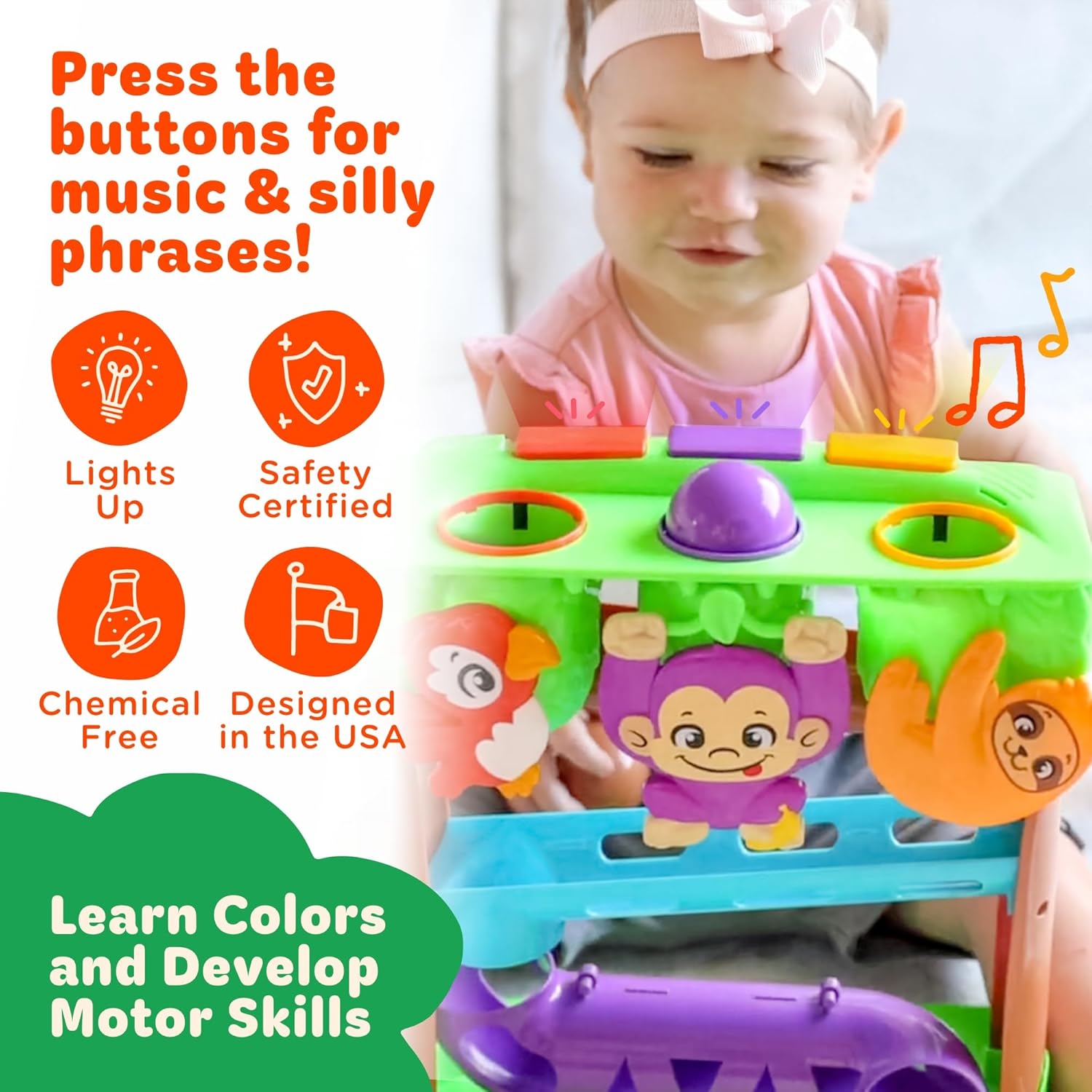 Move2Play, 30+ Jungle-Jammin’ Songs & Phrases | 30+ Fin-Tastic Songs & Phrases | Baby & Toddler Musical Toy | First Birthday Present for 1+ Year Old | Ages 6-24 Months | Boy & Girl