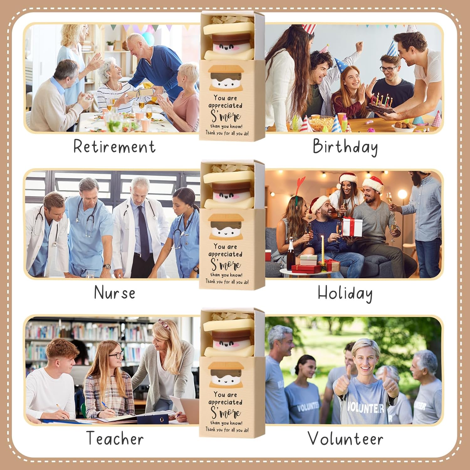Wettarn 54 Sets Appreciation Gifts S'More Stress Balls with Thank You Gift Boxes for Employee Coworker Teacher Office Team Positive Desk Decor Relief Toys