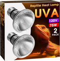 Briignite Reptile Heat Bulb [2 Pack], Reptile Light Bulbs 75W UVA UVB, Dimmable Heat Lamp Bulbs Basking Spot Light Bulb for Reptiles, Amphibian, Bearded Dragon, Lizard, Chicken