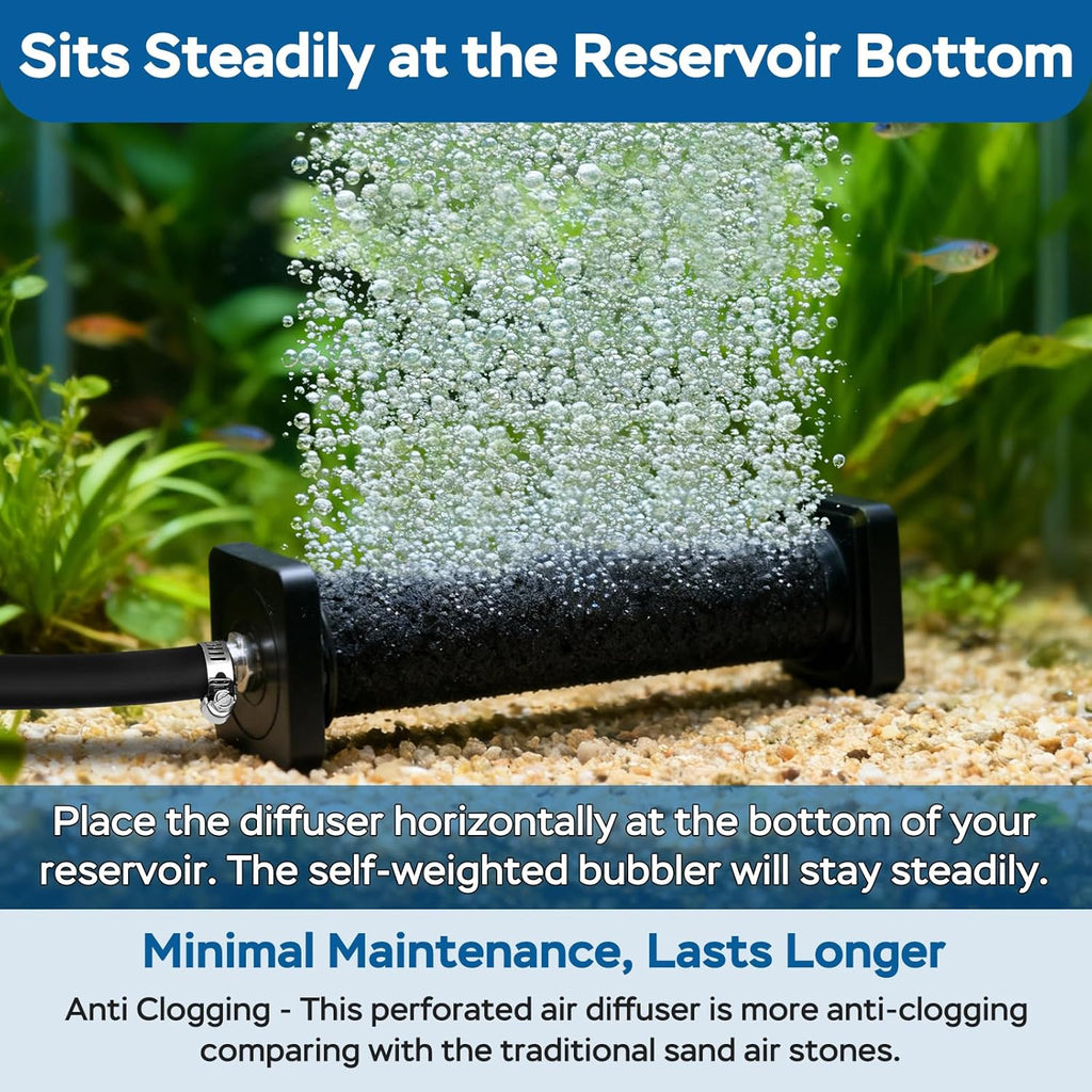 AquaMiracle New Innovative Rubber Air Stone for Large Aquarium, 8”x1.52” Fish Tank Air Stone 1-Pack, Air Bubbler Oxygen Air Diffuser for Pond Aerator
