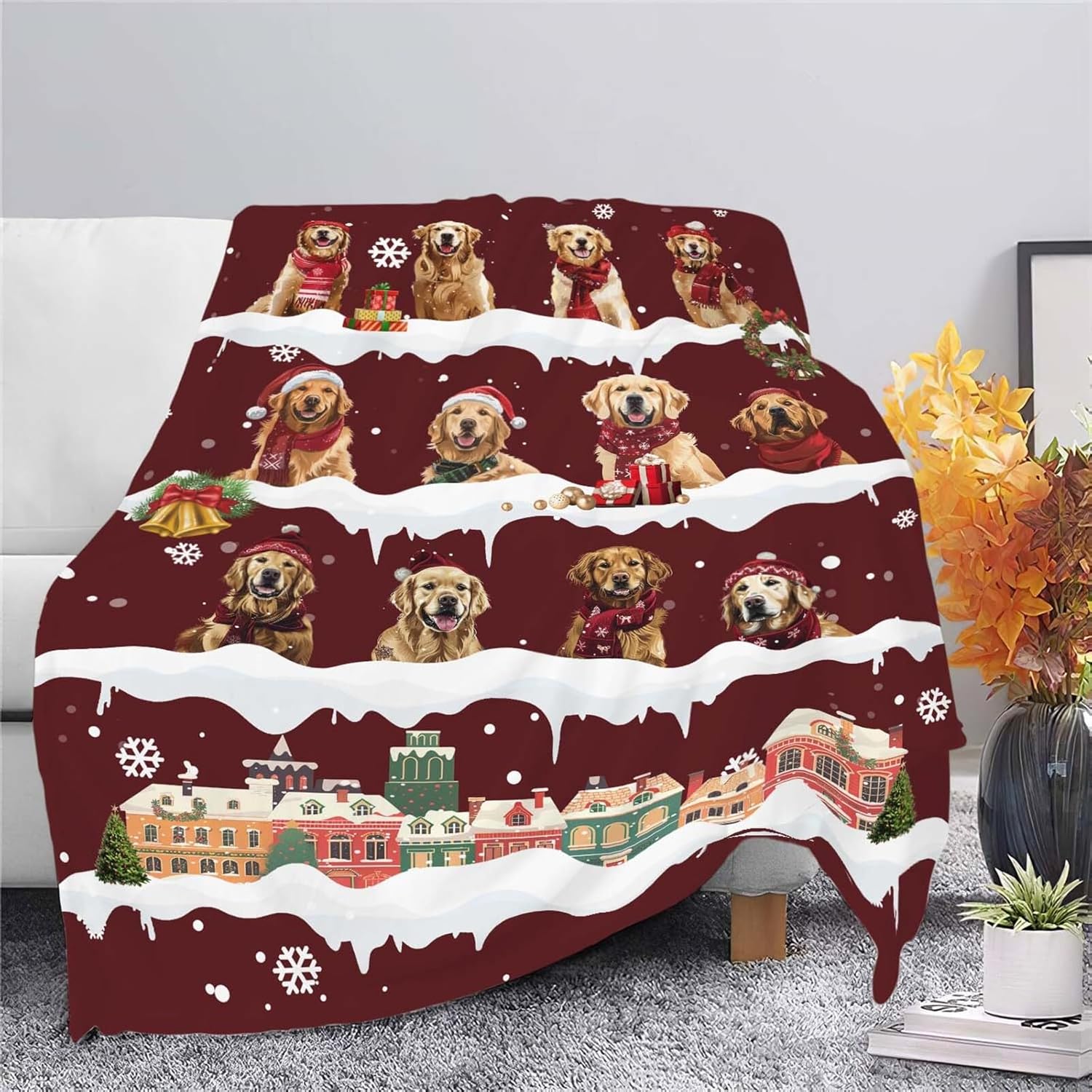 Golden Retriever Throw Blanket Golden Retriever Dog Christmas Stuff Gifts for Kids Girls Boys Adults Women Man Soft Cozy Warm Plush Fluffy Fuzzy Fleece Blanket Decor 40''X50''