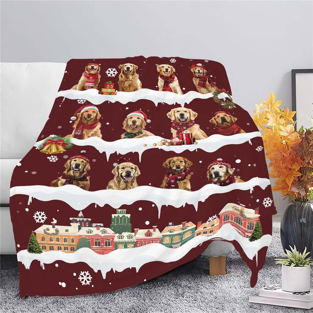 Golden Retriever Throw Blanket Golden Retriever Dog Christmas Stuff Gifts for Kids Girls Boys Adults Women Man Soft Cozy Warm Plush Fluffy Fuzzy Fleece Blanket Decor 50''X60''