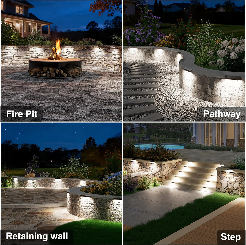 VOLISUN 7 Inch Retaining Wall Lights, IP67 Waterproof Hardscape Lighting, Cuttable Low Voltage Lighting, 12V Paver Lights, 2.8W Outdoor Step Landscape Lights, 5000K Daylight (6 Pack)