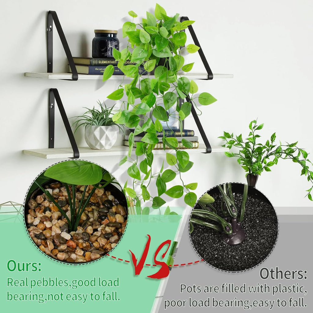 LOYWREE 2 Pack Small Artificial Hanging Plants with Faux Ivy Vine and Hanging Pothos 39Inch Fake Plant Realistic Greenery for Shelf Decor in Home, Office, Indoor & Outdoor Gardens