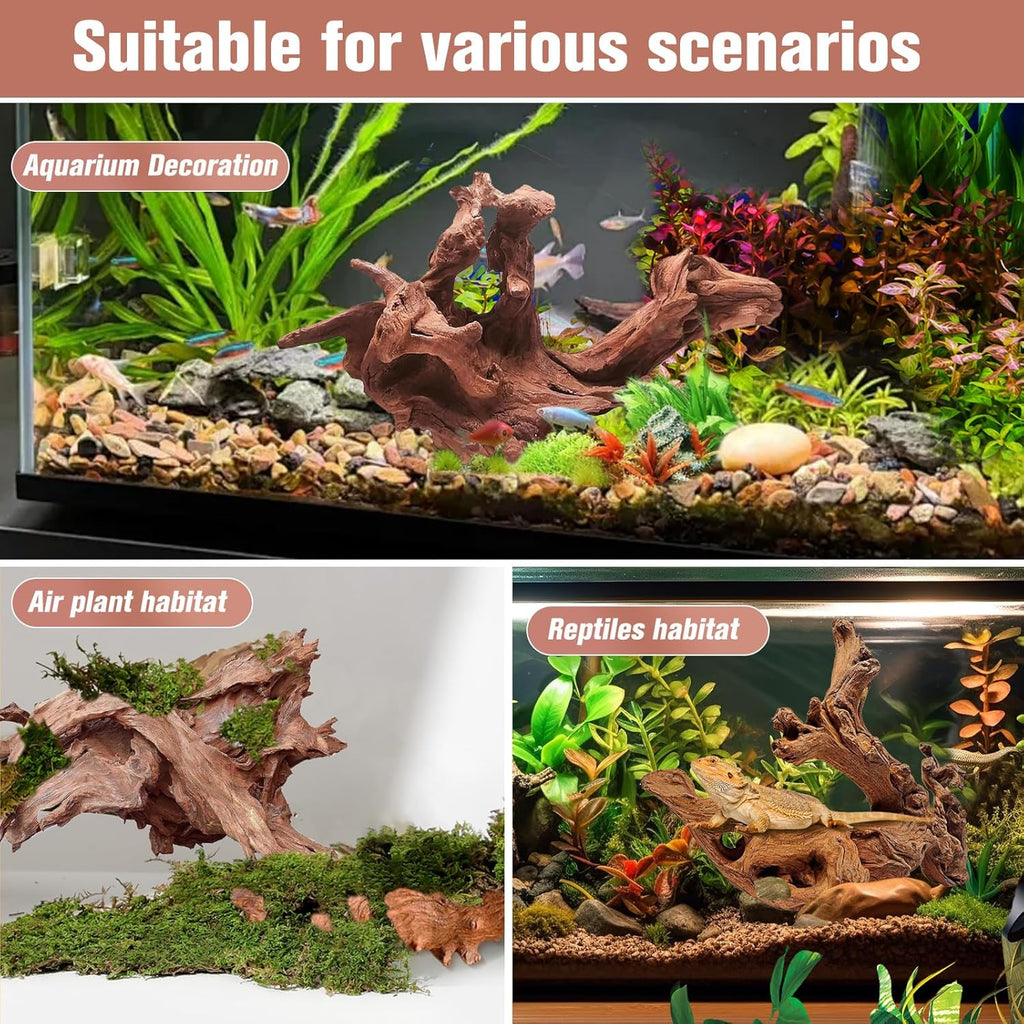 Coral Driftwood for Aquarium Decorations Fish Tank Decor, with Filter Resin Purifying Driftwood Tannins, Odor Eliminator for Crystal Clear Water