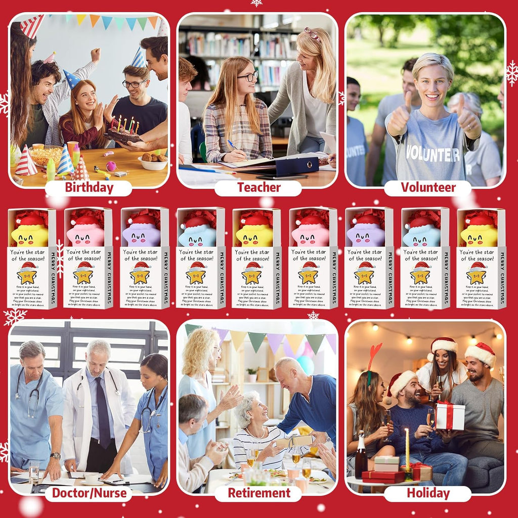 Wettarn 24 Sets Christmas Party Favors Star Stress Balls with Merry Christmas Boxes Bulk Appreciation Gifts for Employee Coworker Friends Office School Relief Toys Stocking Stuffers