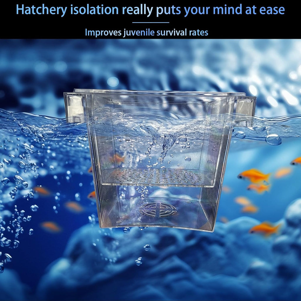 WEAVERBIRD Aquarium Fish Breeder Box, Acrylic Fish Isolation Breeding Box, Square Hatchery Box Hatching Incubator Box for Baby Fish Shrimp Clownfish Guppy