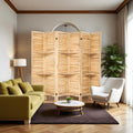 6 Panel Room Divider Freestanding Privacy Screen with Display Shelves Foldable Wooden Room Divider Panel for Bedroom, Home Office, Living Room, Natural