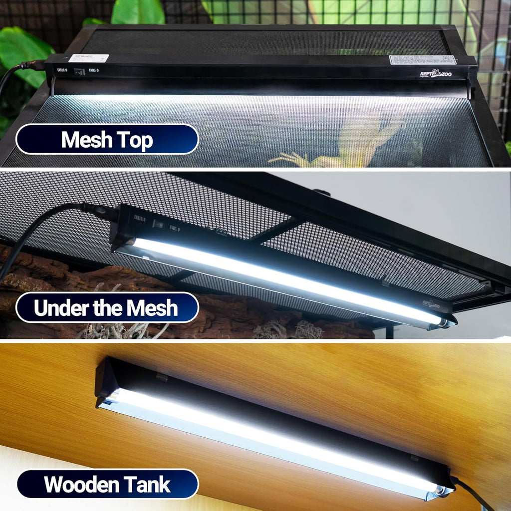 REPTI ZOO Switchable UVB Light for Reptiles, 24W T5 UVB Light Combo Kit for Tropical & Desert Reptile, 22.6" Terrarium Hood Lamp Fixture with UVB 10.0 Bulb for Bearded Dragon Snake Gecko Lizard Turtle