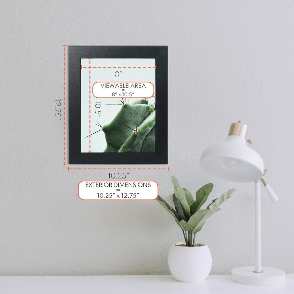 wallsthatspeak Elements 8.5x11 Picture Frame with Easel for Shelf Décor, Black Frame Displays Vertically or Horizontally, Includes High Clarity Glass, Set of 6